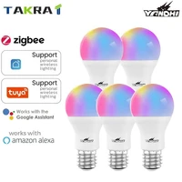 yandhi tuya zigbee 3 0 smart light bulb e27 10w led rgbcct smart life app remote control work with alexa echo google assistant