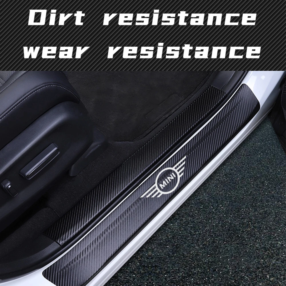 Car styling 4Pcs Threshold Door Sill Pedal Protector Carbon Fiber Stickers For BMW Mini Cooper R56 R50 R53 F56 R60 Accessories | Автомобили