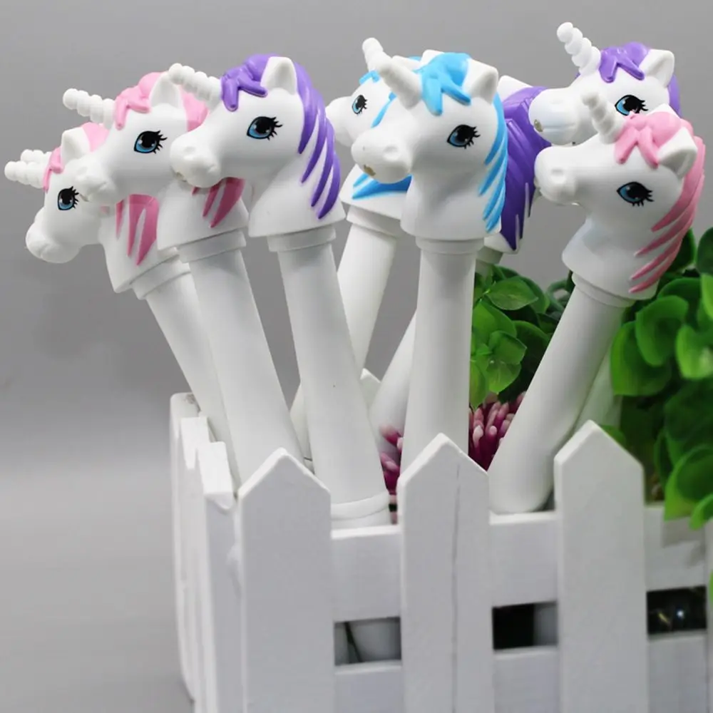 

Pink Unicorn Head Sound Pen Flashlight Ballpoint Pen Glitter Torch Pen Kids Gift Stationery School Office 0.5MM