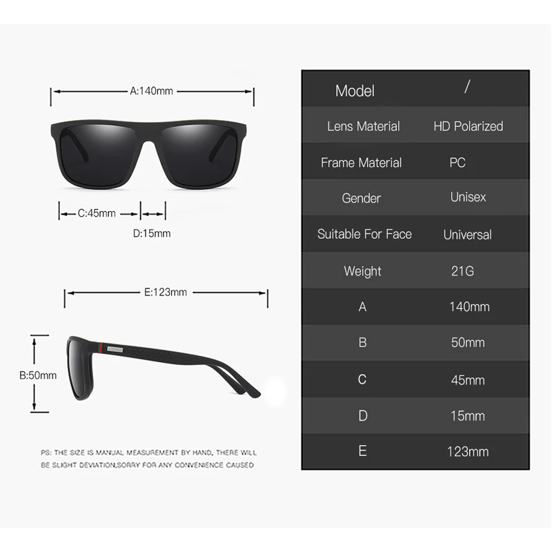 

2021 New square polarized sunglasses men's fashion Vintage sunglasses driving Outdoor fishing Glasses luxury brand Design UV400