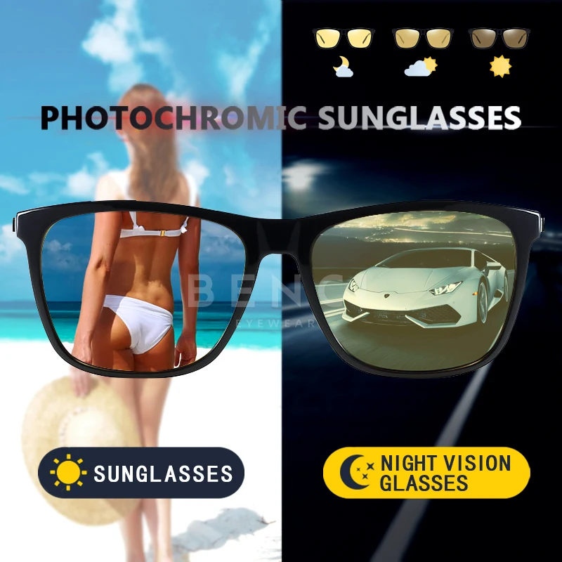 

Brand Design Fashion Eyewear Photochromic Polarized Sunglasses Men Day Night Vision Safe Driving Glasses Women Chameleon UV400