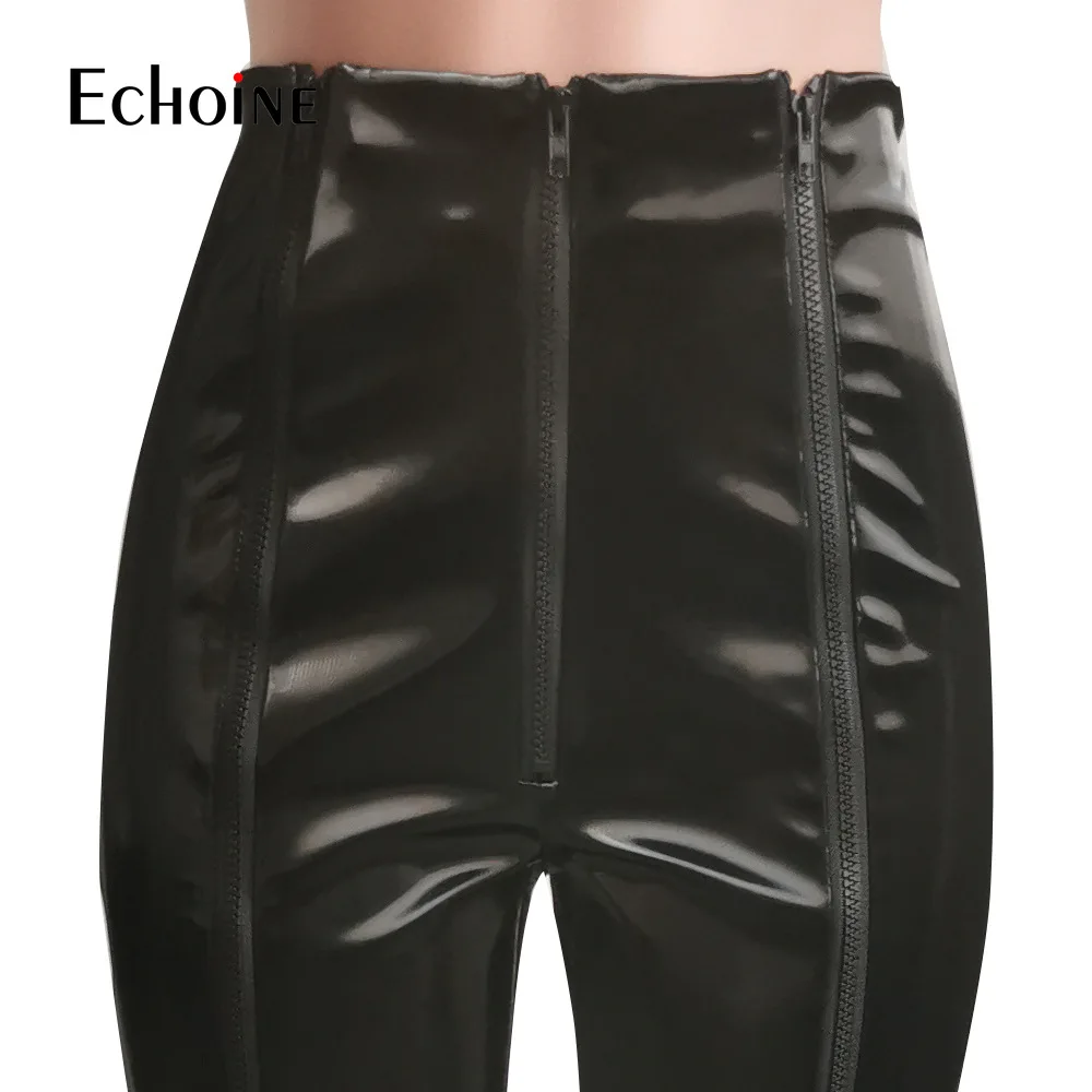 

Echoine Women Autumn Winter Sexy PU Leather Zipper Pants Leggings High Waist Pencil Tight Trousers Streetwear cargo hot pants