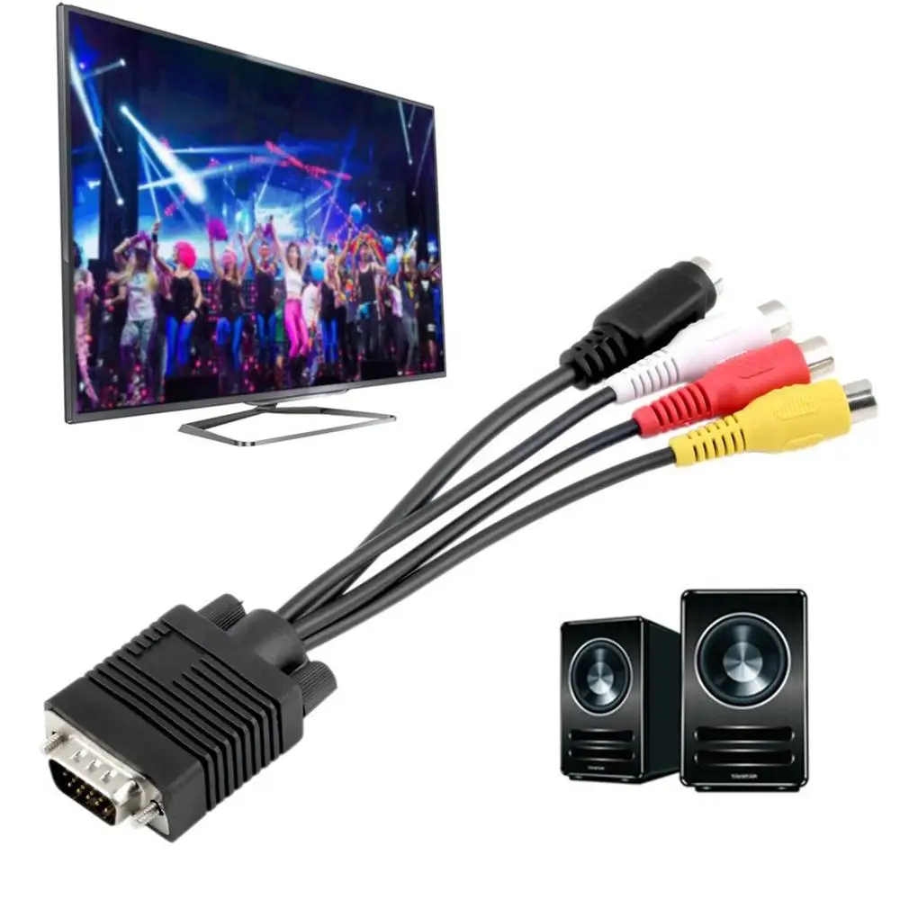 1 шт. VGA SVGA к S VIDEO 3 RCA конвертер Кабель Видео ТВ из s видео AV адаптер plug and play|Кабели VGA|