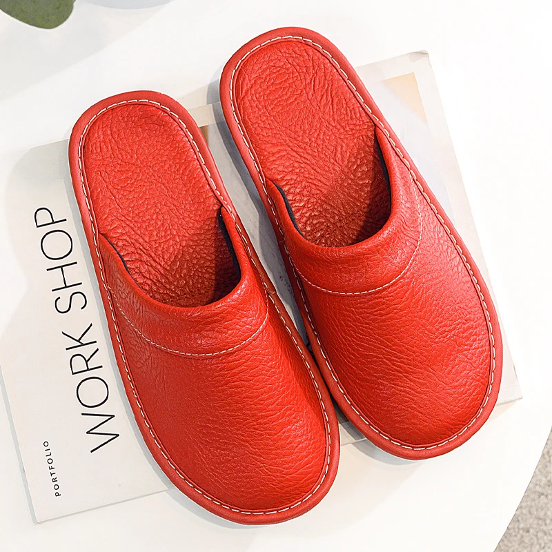 

Cheap Unisex Flat Shoes for Women New 2021 Top Quality Leather Slippers Home Soft Mules Female Shoes Casual Womens Leather Shoes