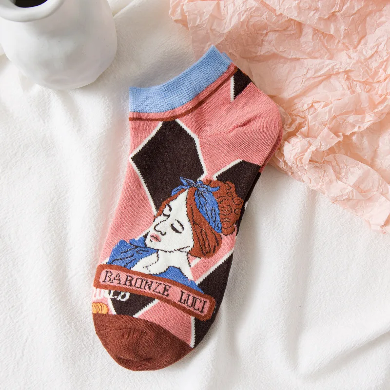 

3pairs Lolita Women Socks Cartoon Animal Funny Happy Noble Cat Lolita Pattern Cotton Boat Socks High Quality Skateboard Couples