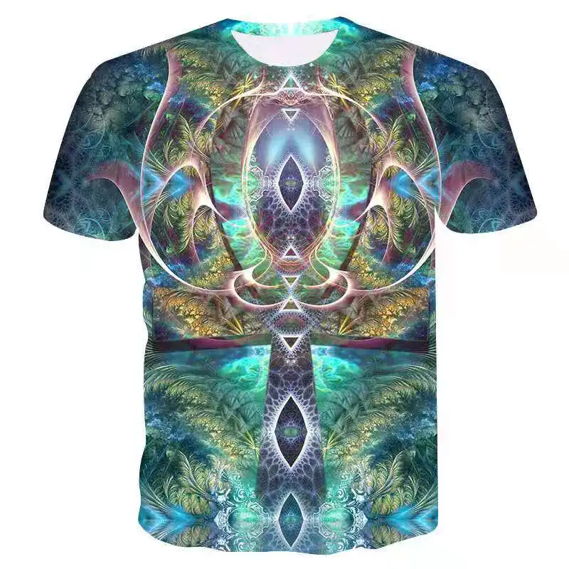 

European and American summer new products skull digital printing short-sleeved t-shirt men's round neck slim couple short-sleeve