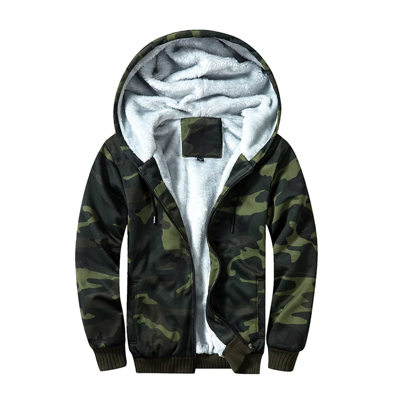 Army Green WY16 Зимние флисовые толстовки, мужские камуфляжные пальто с капюшоном на молнии, фирменный мужской спортивный костюм, толстовка, куртка-бомбер, теплая толстовка с капюшоном, размеры США/Евро - Цвет: Army Green WY16