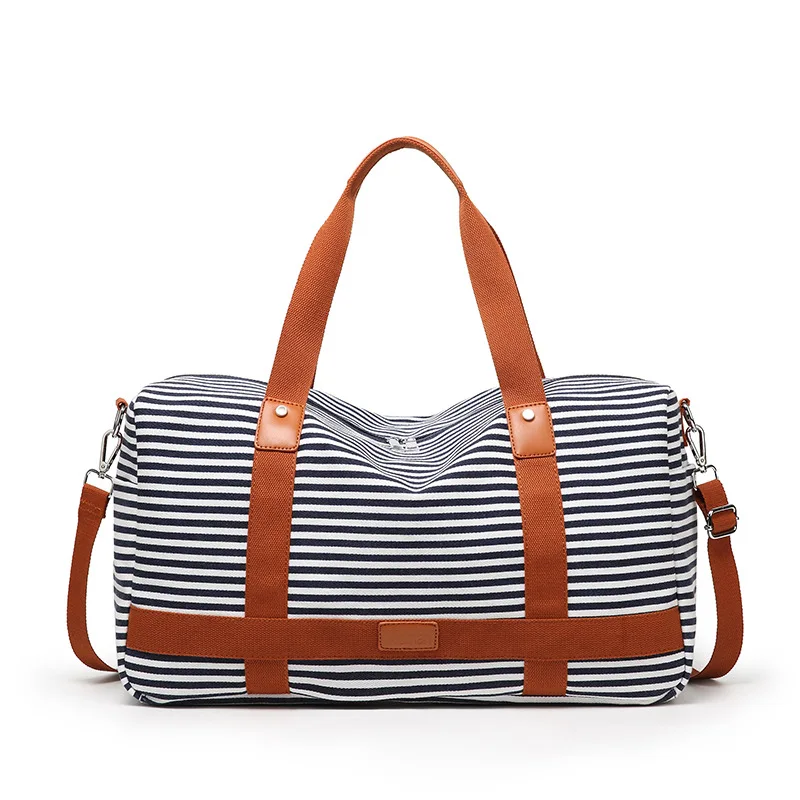 Fashion Medium Luggage Organizer Canvas Duffle Bag Womens Travel Bags Handbags Teenager Vacation Business Pack Blue