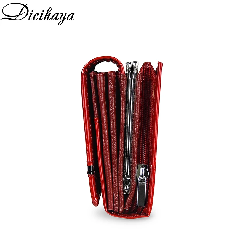 dicihaya long wallet women patchwork genuine leather female purse womens wallets ladies casual womens money zipperhasp walet free global shipping