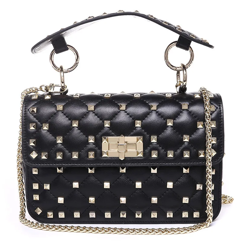 2020 новая женская сумка с заклепками маленькая через плечо портативная кожаная