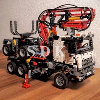 moc langholzlaster long timber transport truck comes with crane truck building block toys compatible with le