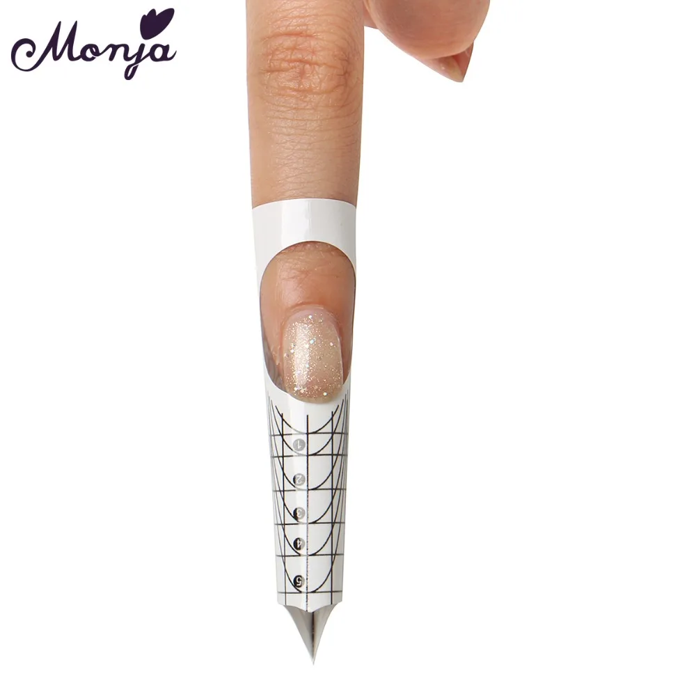 Monja 50 шт., в форме бабочки Nail Art французский акриловые УФ-гель Советы Расширение строитель форма Руководство трафарет для маникюра