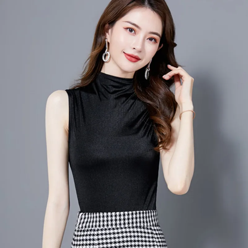 Футболка женская из модала однотонная приталенная рубашка без рукавов в