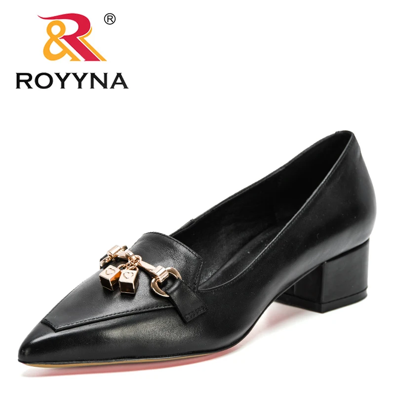 

Туфли-лодочки ROYYNA женские, натуральная кожа, заостренный носок, металлический высокий каблук, дизайнерская обувь ручной работы, 2021