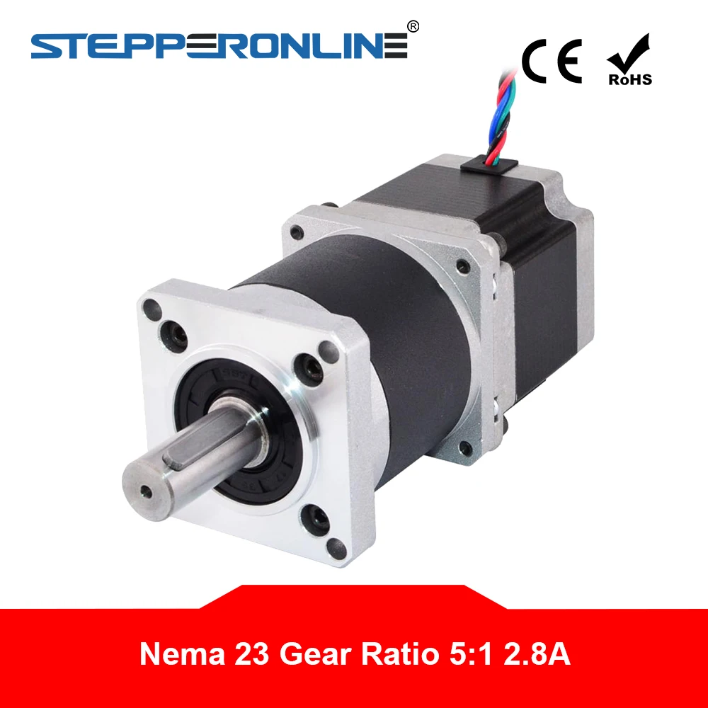 Шаговый электродвигатель Nema 23 с передаточным отношением 5:1 высокоточный