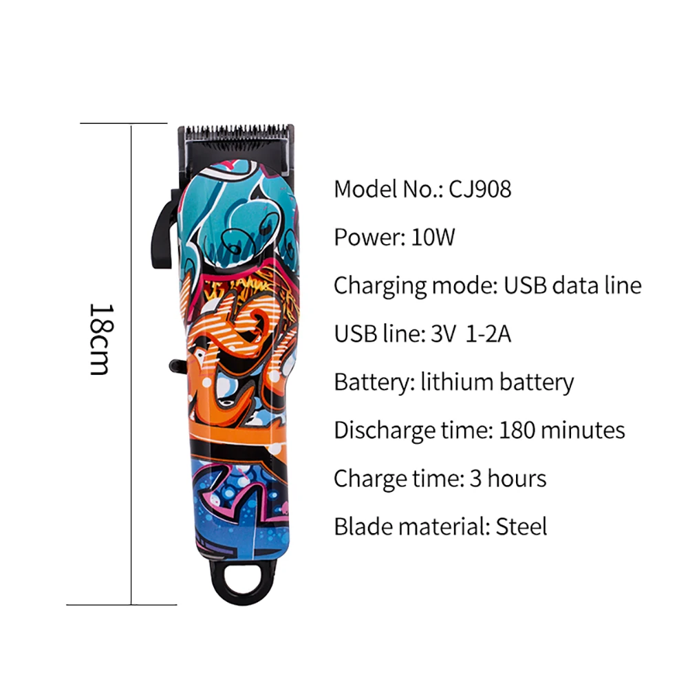 

Professional Hair Cutter Machine Electric Hair Trimmer USB Hair Clipper Interchangeable Colorful Hair Shaver Man Styling Tools