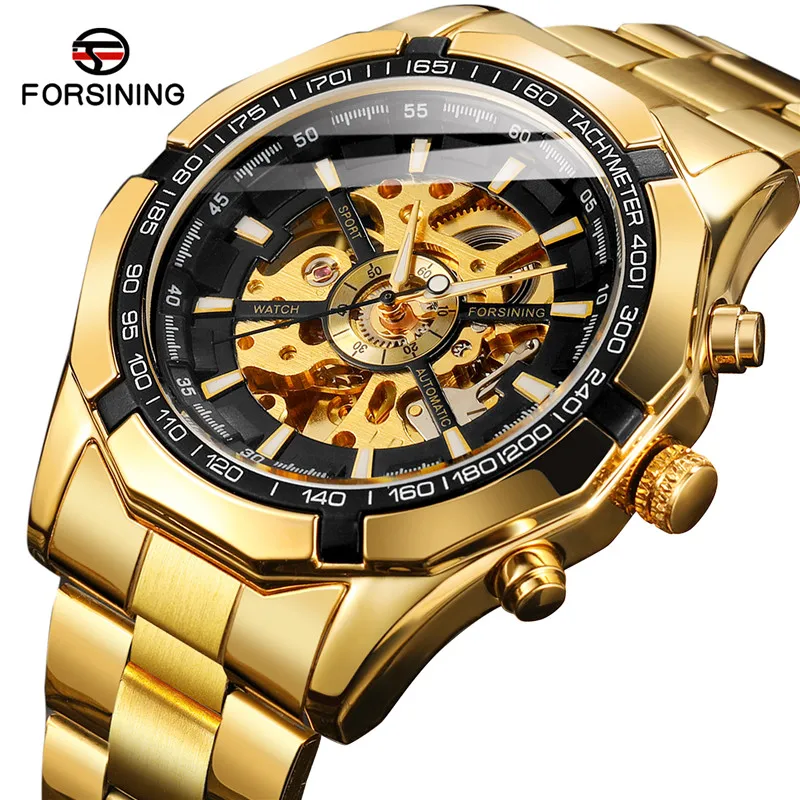 

Forsining Luxury Brand Automatic Skeleton Men Wrist Watch Stainless Steel Business Male Watch Waterproof Clock relogio masculino