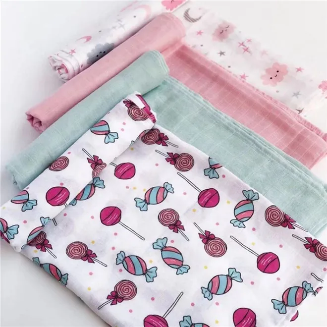 

120cm*110cm 2 Layer Muslin Blanket Gauze Bamboo Baby Swaddle Blankets Newborn Baby Muslin Battaniye