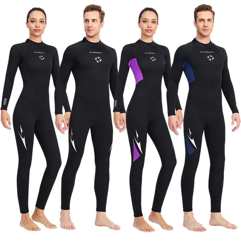 DIVE&SAILDiving Suit 3MM Men's Thick Warm Diving Suit Female One-piece Jellyfish Suit Deep Diving Surfing Winter Swimsuit Diving