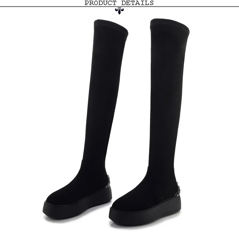 ZVQ winter newest fashion over knee boots outside comfortable high heels platform crystal kid suede women shoes drop shipping