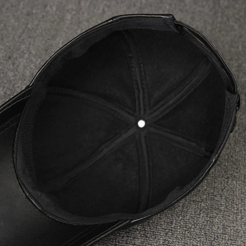 SHALUOTAOTAO trend Autumn Winter fashion sheepskin Baseball cap adjustable size Genuine Leather hat men's Leisure Snapback caps |