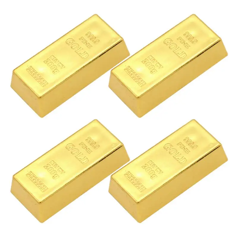 

4 Pcs Creative ABS Material Gold Bars Simulation Props Party Activity Props