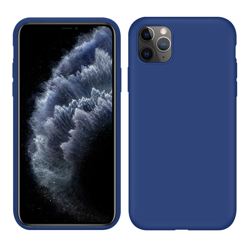 Dark Blue Мягкий жидкий силиконовый чехол для телефона iPhone 11 11Pro матовая тонкая задняя крышка полный защитный чехол для iPhone 11 Pro Max Funda - Цвет: Dark Blue