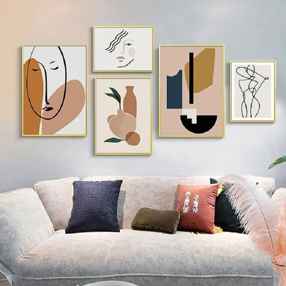 

Scandinavia Nordic Geometric Abstract Figure Canvas Painting Posters Prints Wall Art Pictures for Living Room Home Decor