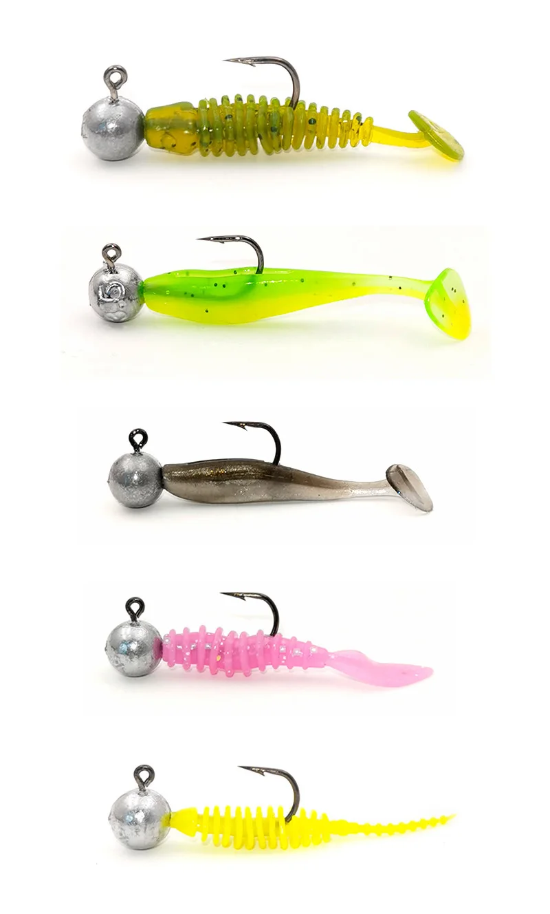 OUTKIT 10 Stück Mini-Jig-Kopfhaken, Rockfish, freiliegender Kopf, Haken mit Widerhaken, Forelle, weicher Wurm, Köder, Jig-Angelhaken, Angelgerät – Detail 8