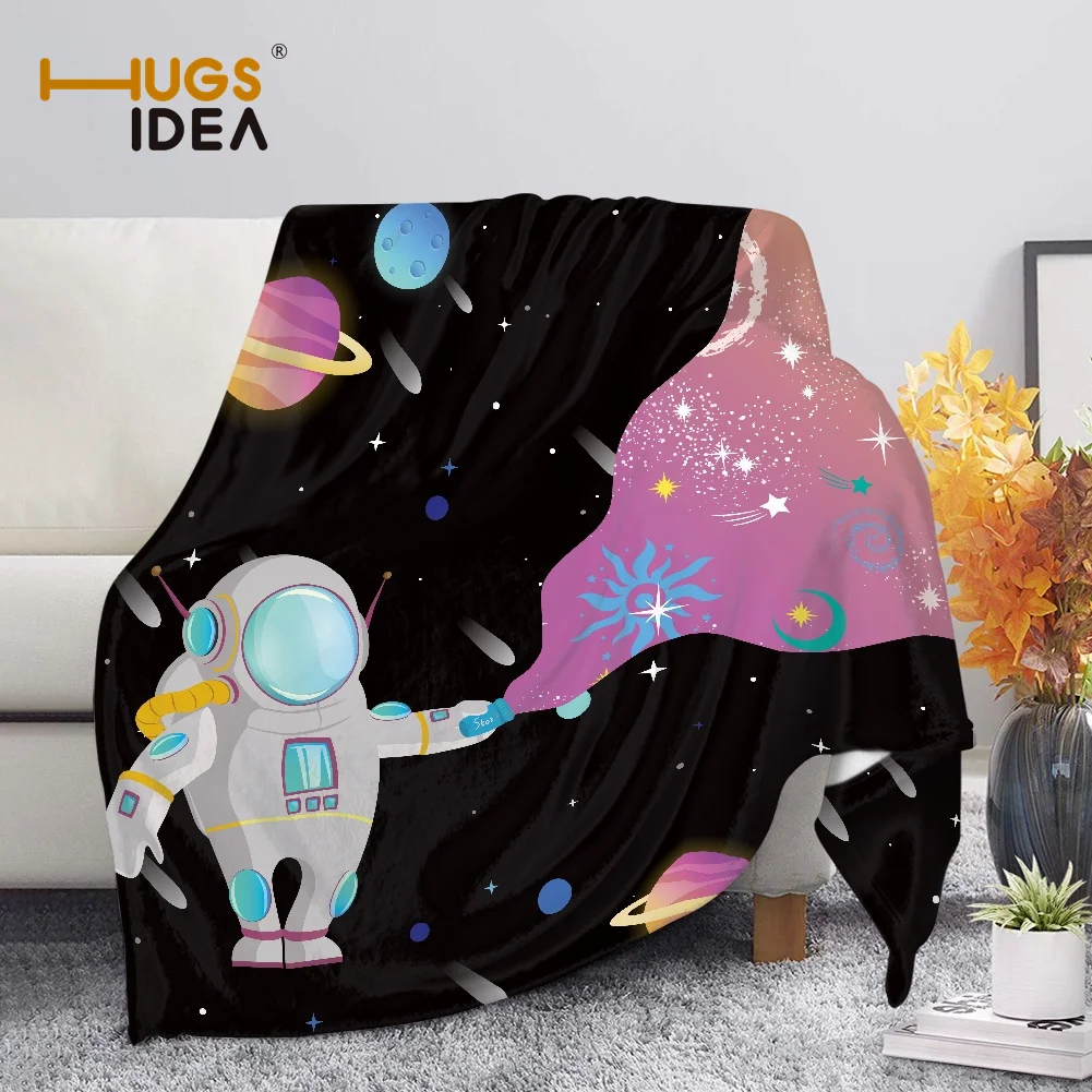 

HUGSIDEA мультяшное теплое одеяло, супермягкое Флисовое одеяло, смешная планета, астронавт, дизайнерское диванное одеяло, Детское покрывало