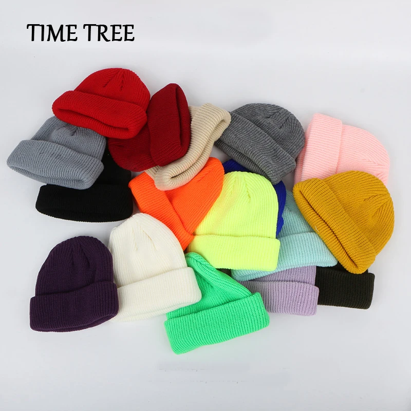 Модная зимняя шапка одноцветная утолщенная Вязанная для женщин шапочки улицы