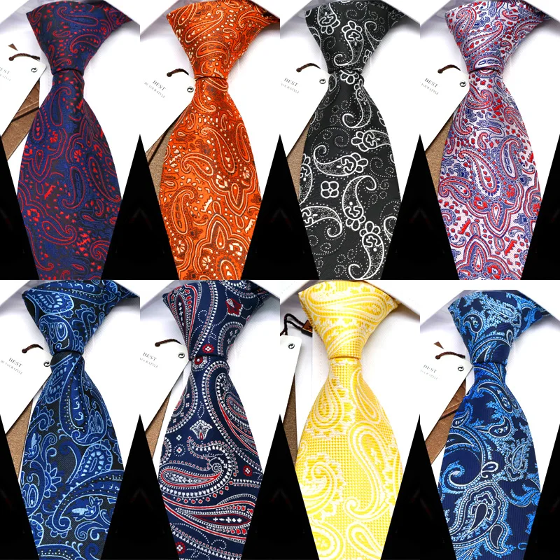 YISHLINE классический мужской галстук 8 см, Модный деловой галстук с пейсли, мужские повседневные Галстуки для свадебной вечеринки, аксессуары ...