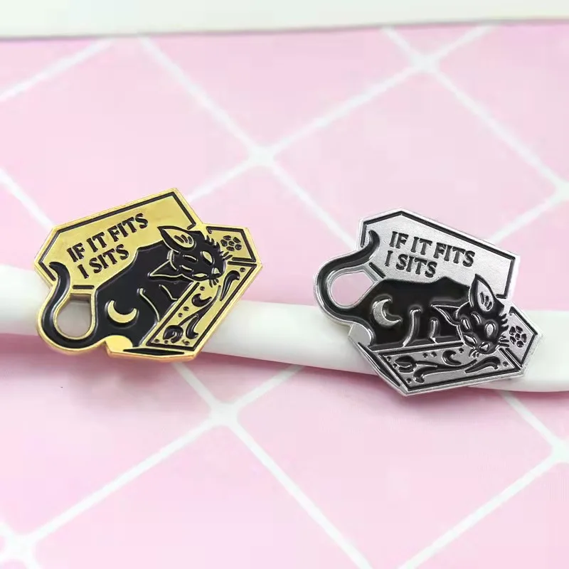 Cat Custom Enamel Pins Cat In Box Shirt Lapel Pins Cute Kitten Cartoon Brooches Animal Jewelry Gift For Men Women Wholesale