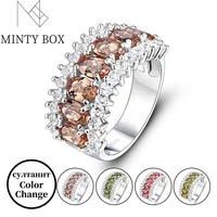 mintybox sultanite gemstone ring for women solid 925 sterling silver jewelry oval 46 jewelry engagement new arrival 2021