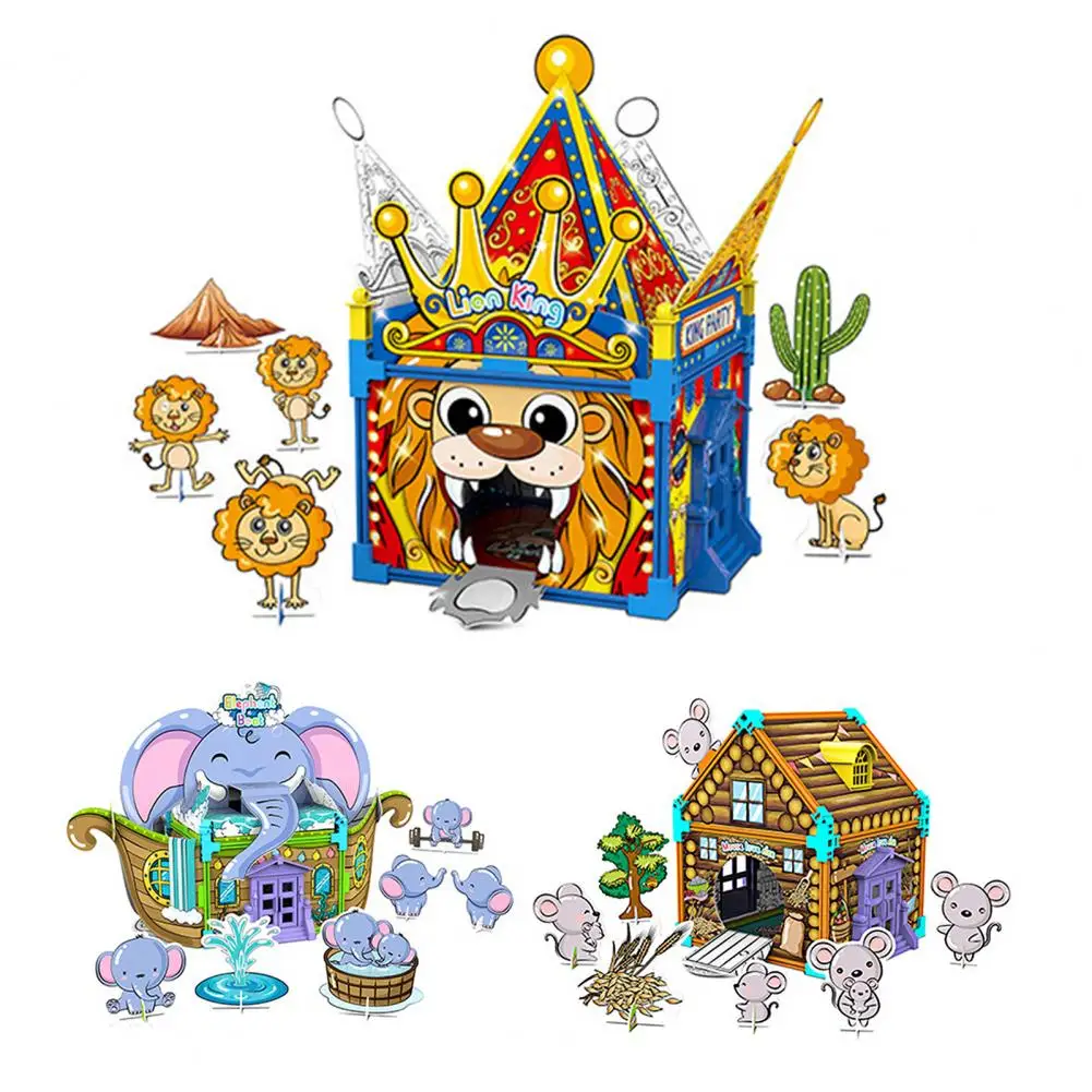 Jigsaw Cartoon Animal Design Painting Coloring Toy Children DIY Educational 3D Puzzle Parent-Child Interactive Game Toys | Игрушки и