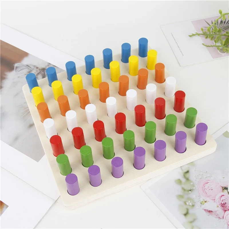 

Wooden Toys Finger Grab Board Color Plug Stick Educational Toy Sensory Training Color Discrimination Board