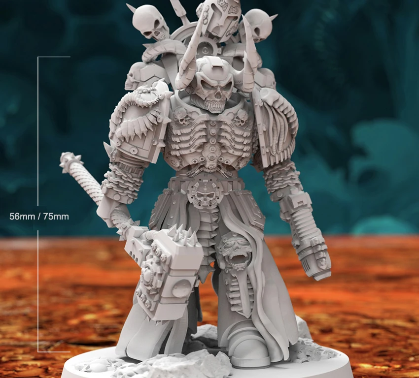 

75mm 56mm Resin Model Skeleton Warrior 40K Figure Unpainted RW-133