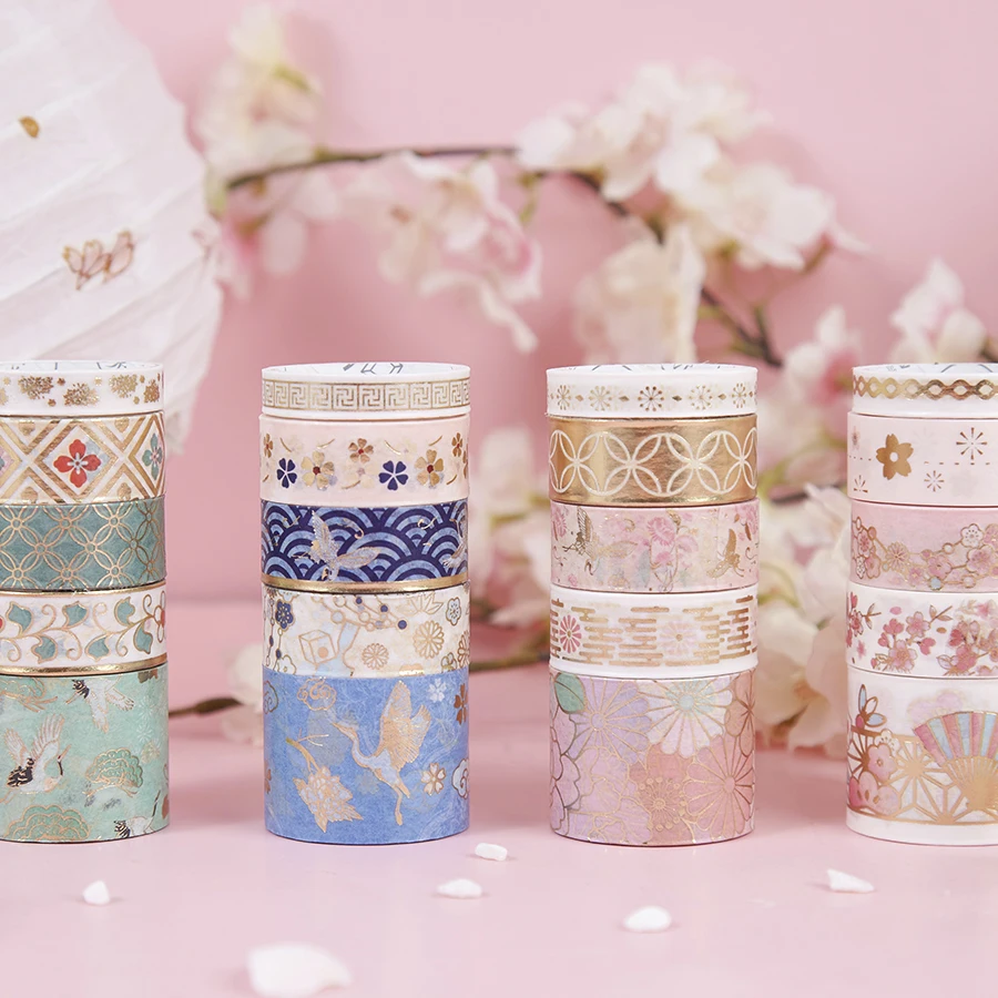

20pcs Gold foil Color Paper Washi Tape Set Luxury Palace Blooming Flower Star Adhesive Decoration Tapes Stickers DIY album F157