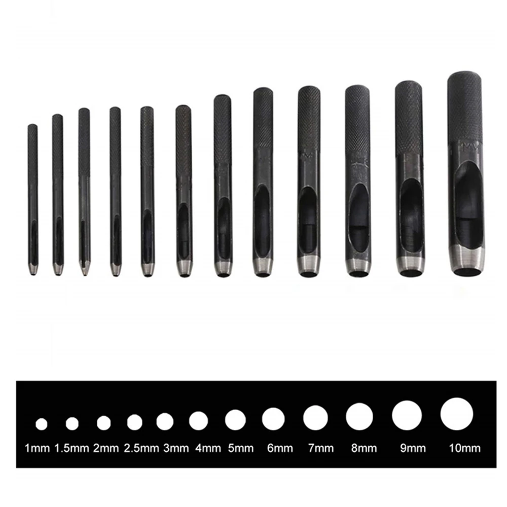 

Leathercraft Tool Set Punching Leather Hole Punch Round Steel Leather Craft Hollow Hole Punch Metal Gaskets Rubber Leather Tools