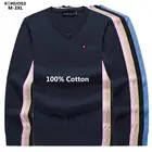 Мужской свитер с длинным рукавом, осенне-весенние пуловеры из 100% хлопка, вязаная одежда