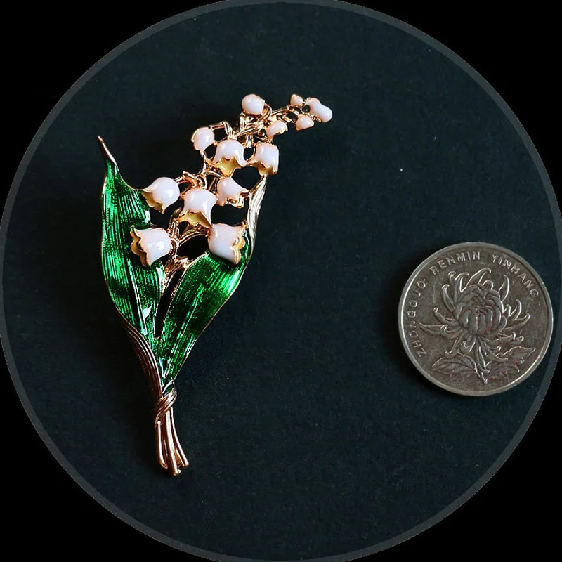 Женская Винтажная брошь в виде лилии зеленая с жемчугом | Украшения и аксессуары