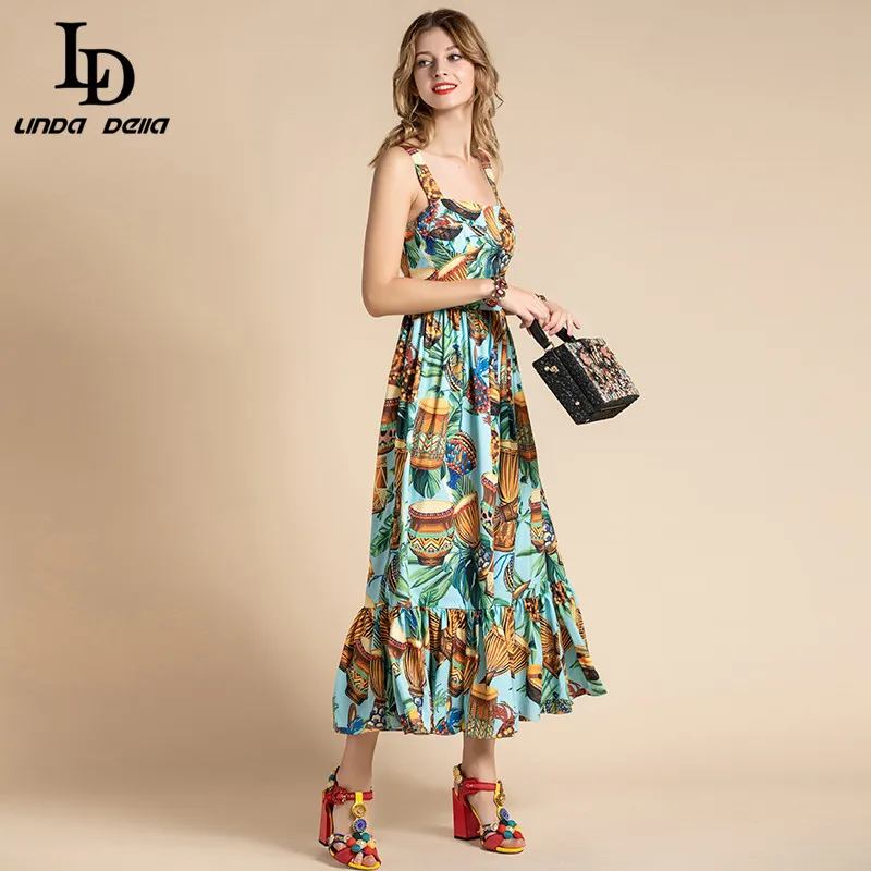 LD LINDA DELLA 2021 летнее модное дизайнерское платье для отпуска женское на бретельках в