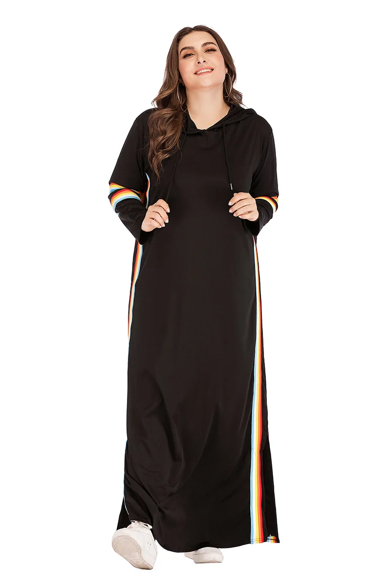 Турецкий костюм с капюшоном, женское длинное платье в мусульманскую Арабскую полоску для бега, спортивная одежда для прогулок, мусульманск...