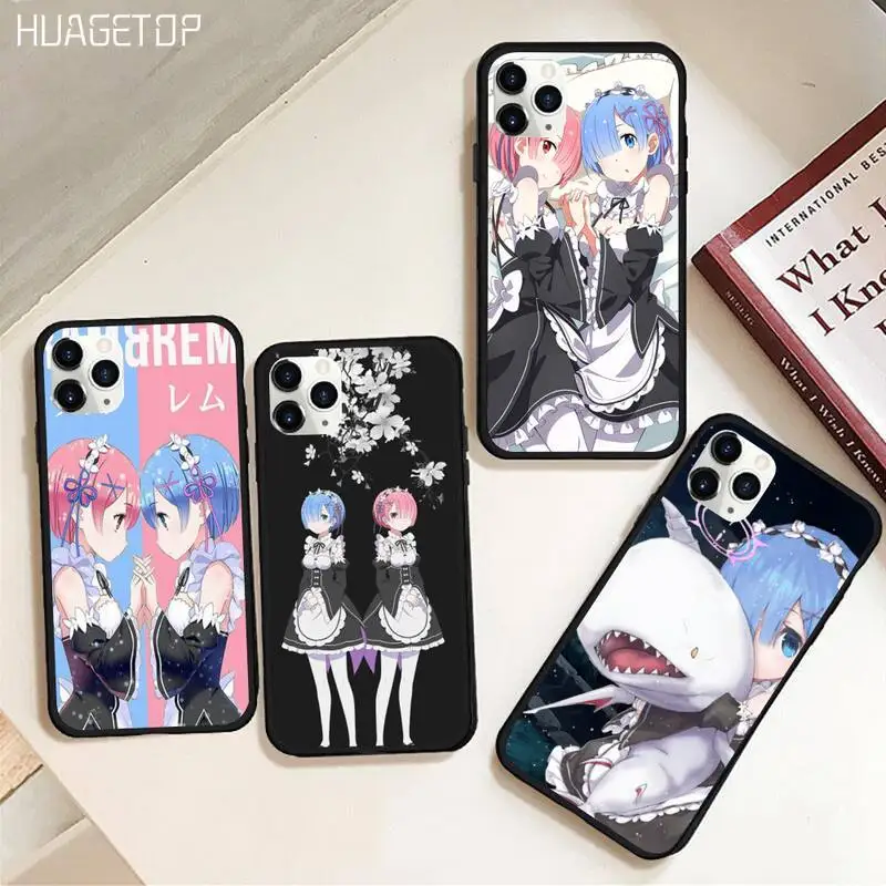 HUAGETOP Rem и Ram Re Zero мягкий черный чехол для телефона резиновый iPhone 11 pro XS MAX 8 7 6 6S Plus X 5S