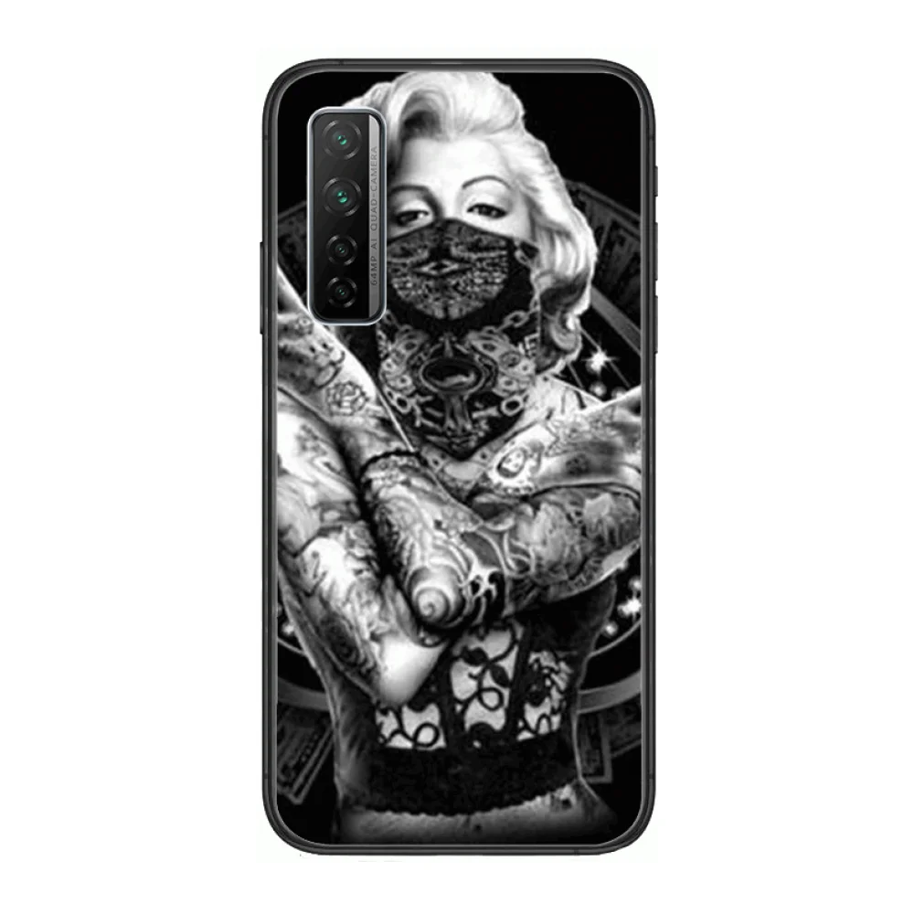 

Marilyn Monroe Tattoo Custommade Phone Case For Huawei Nova p10 lite 7 6 5 4 3 Pro i p Smart ZBlack Etui 3D Coque Painting Hoes