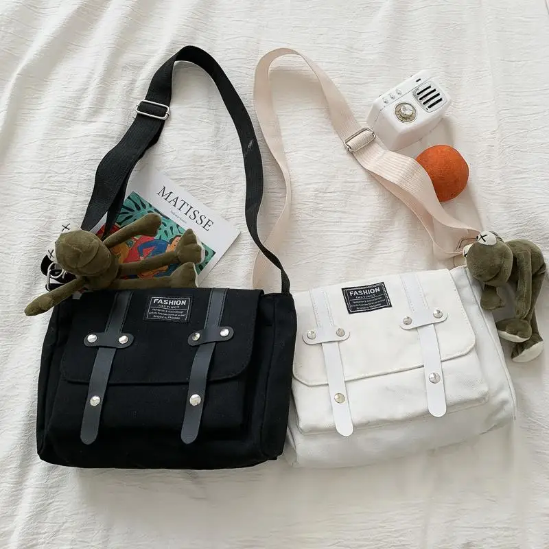 

Women's Japanese All-match Canvas Female shoulder bag Messenger bag Fashion Cute Functional Tooling Student Mail Handbag