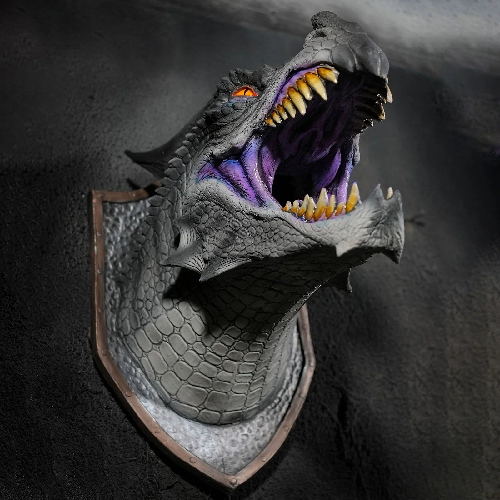 Figuras de acci&oacute;n de Dragon Legends en 3d para decoraci&oacute;n del hogar, escultura art&iacute;stica montada en la pared, dinosaurio, luz de humo, estatua-4