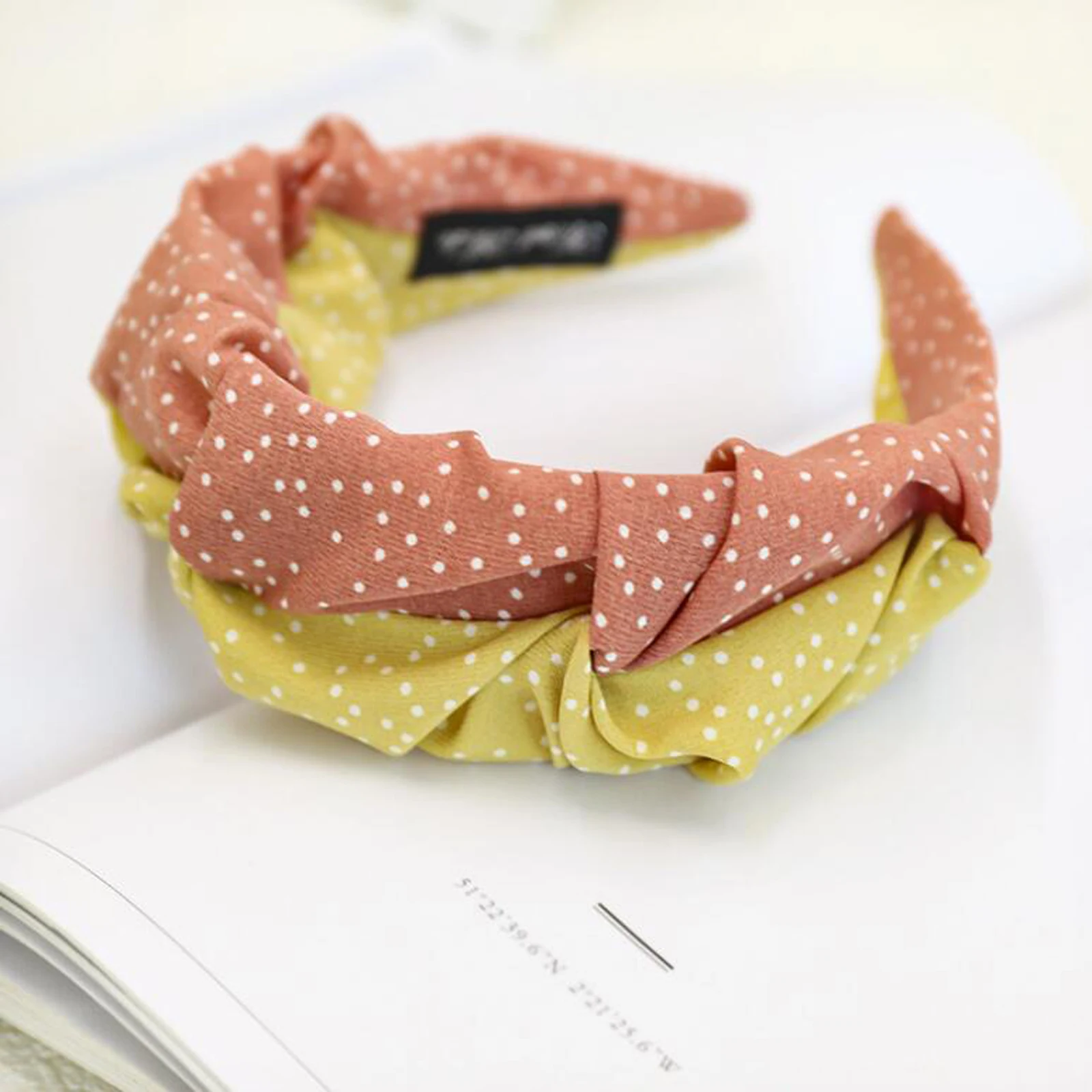 Повязка для волос в горошек женская повязка на голову с широкими боками цветами