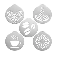 5pcs stainless steel coffee stencils coffee barista tools cake decorating tool
