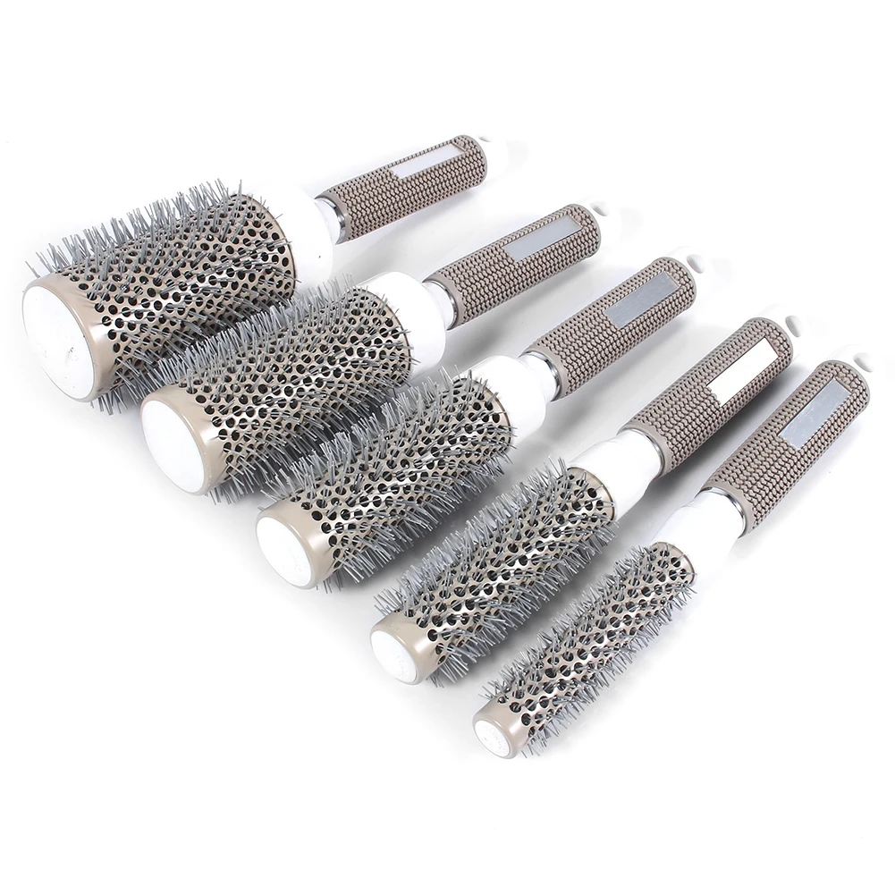 5 Sizes Hair Brush Curler Comb Salon High Temperature Resistant Hairdressing Ceramic Iron Round Styling Tool | Красота и здоровье